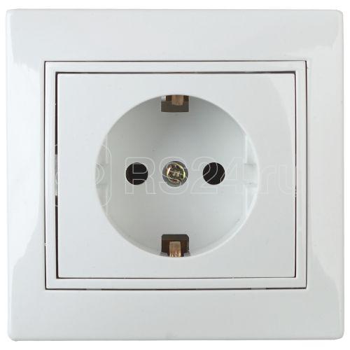 Розетка 1-м СП Plano 1-202-01 16А IP20 250В 2P+E Schuko бел. Intro Б0053874