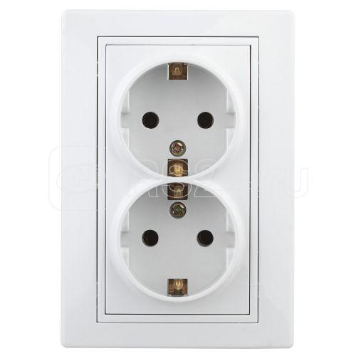 Розетка 2-м СП Plano 1-205-01 16А IP20 250В 2х2P+E Schuko бел. Intro Б0053915