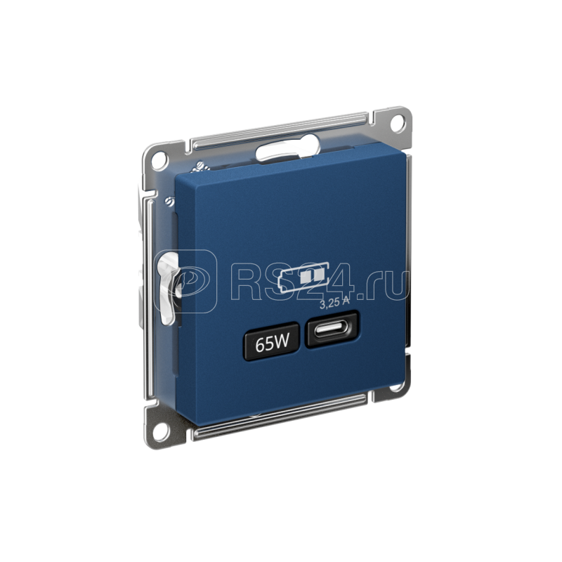 Розетка USB AtlasDesign тип C 65Вт высокоскор. ЗУ QC PD механизм аквамарин SE ATN001127