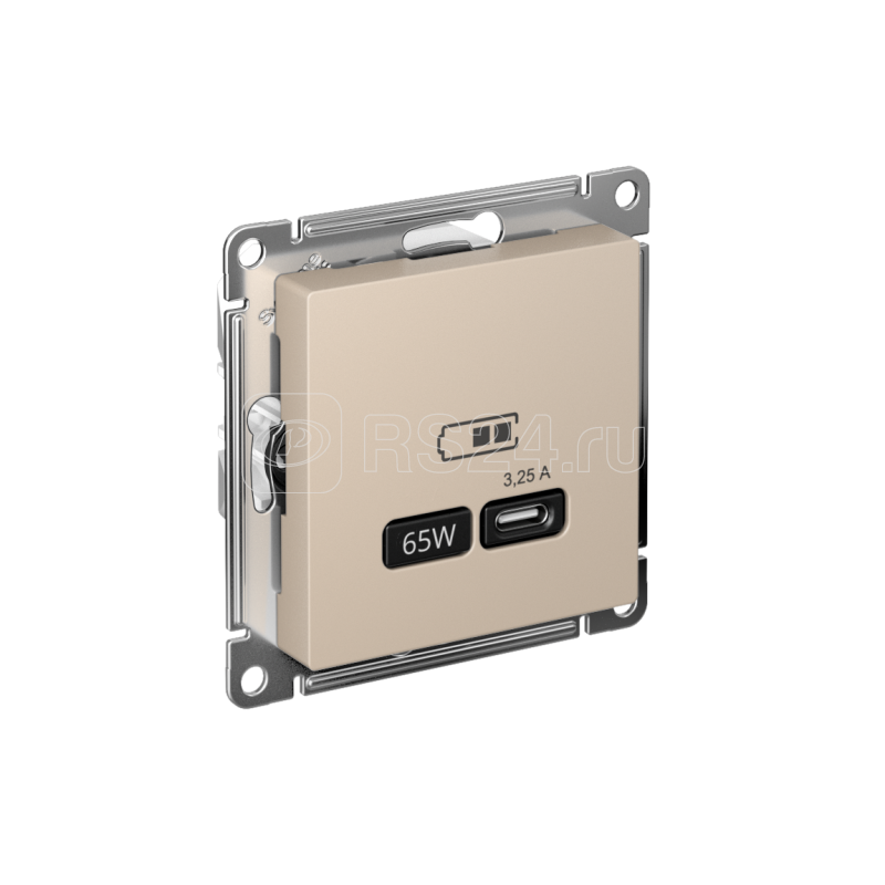 Розетка USB AtlasDesign тип C 65Вт высокоскор. ЗУ QC PD механизм песочн. SE ATN001227