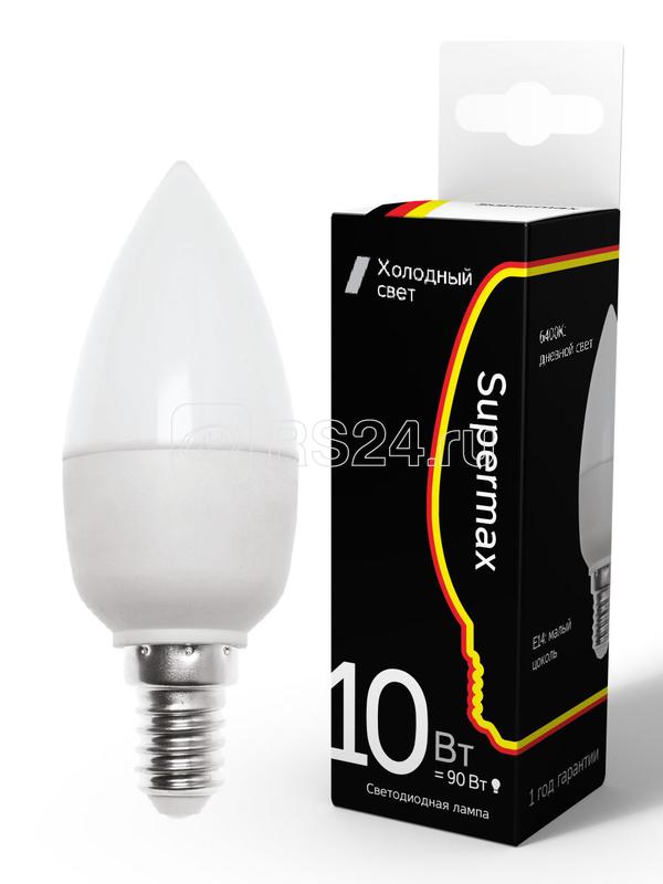 Лампа светодиодная Supermax 10Вт свеча 6400К E14 230В КОСМОС Sup_LED10wCNE1464