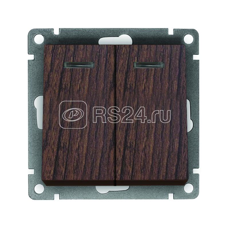 Выключатель 2-кл. СП Афина 10А IP20 с подсветкой механизм венге Universal A0123-V