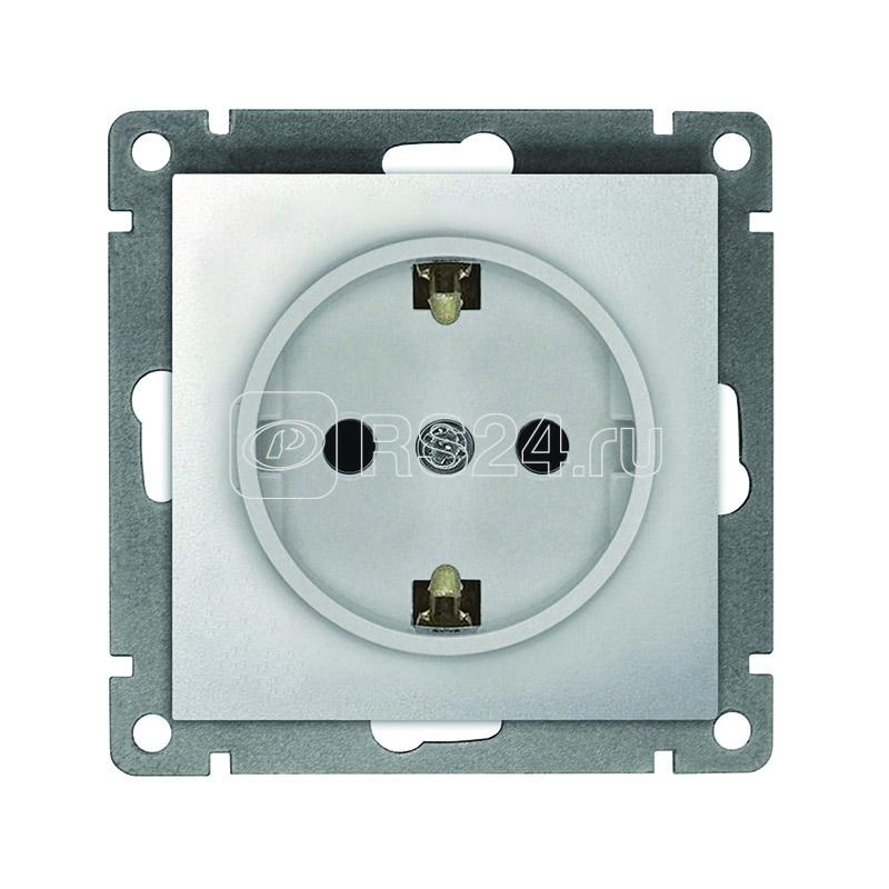 Розетка 1-м СП Афина 16А IP20 с заземл. механизм серебр. Universal A0028-S