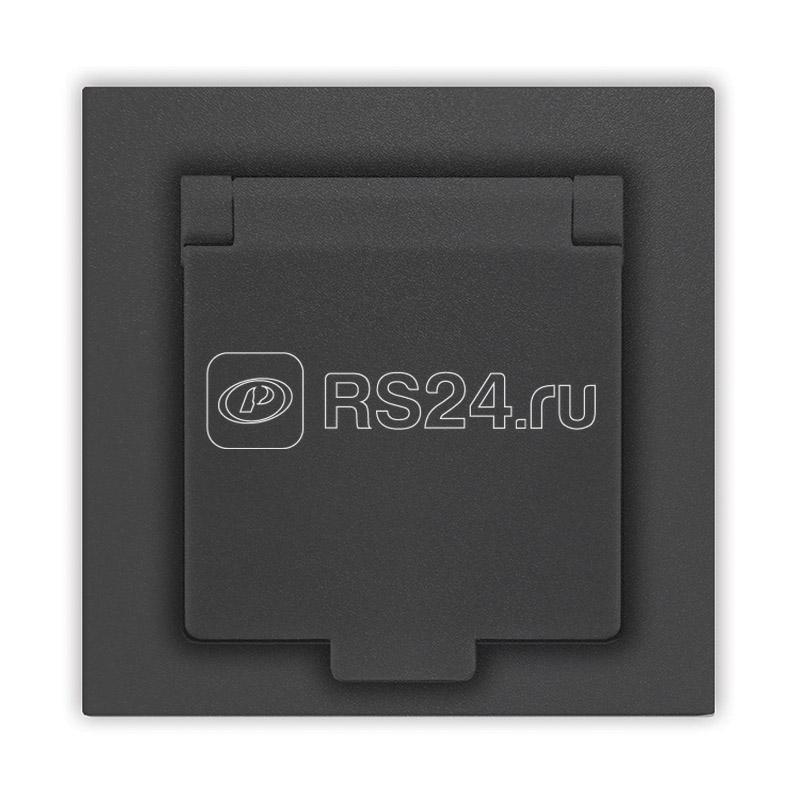 Розетка 1-м СП Афина 16А IP20 с заземл. с крышкой в сборе графит Universal A0029-Gr