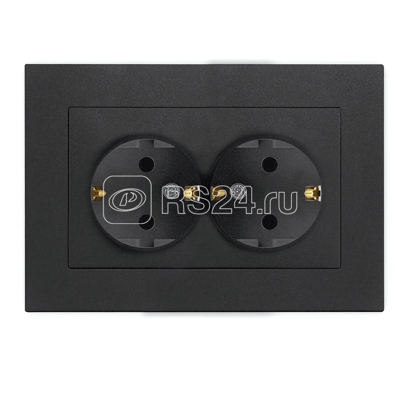Розетка 2-м СП Афина 16А IP20 с заземл. в сборе графит Universal A0128-Gr