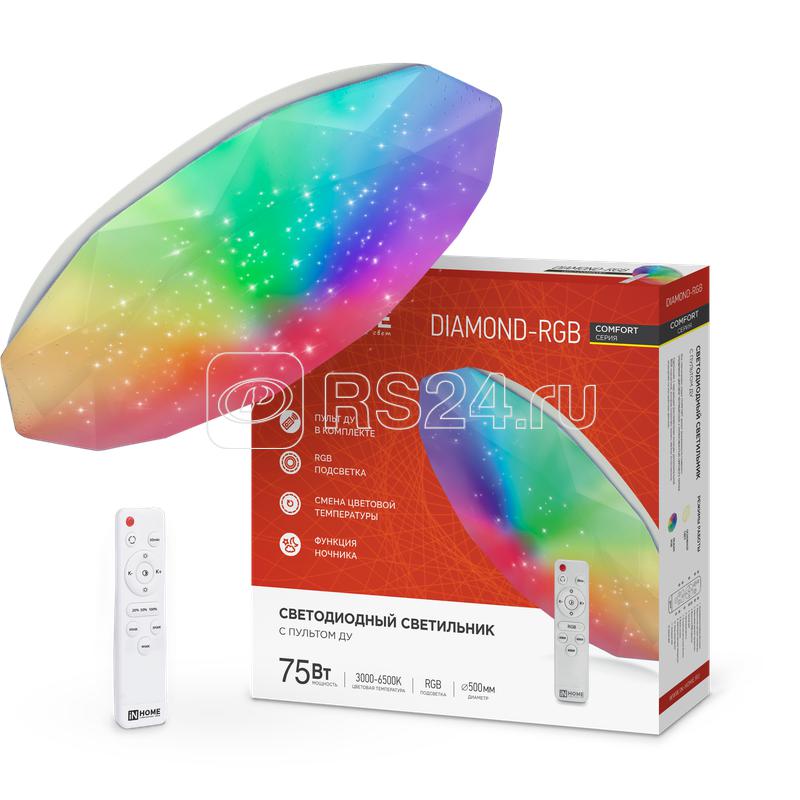 Светильник светодиодный COMFORT DIAMOND-RGB 75Вт 3000-6500К 6000лм 230В 500х90мм с пультом ДУ IN HOME 4690612044583