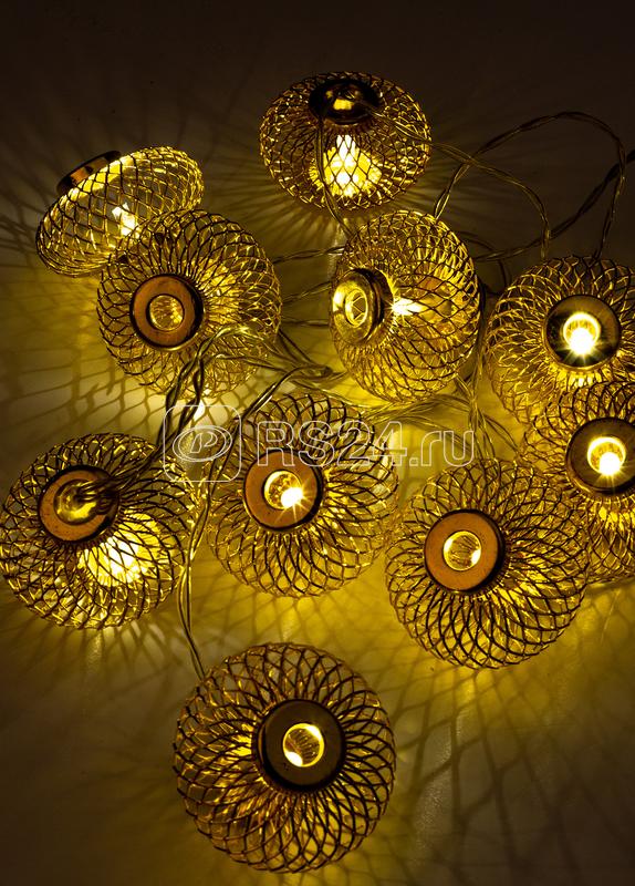 Гирлянда светодиодная "Фонарики" золото 5х3см 10LED тепл. бел. 1.8+0.3м КОСМОС KOC_GIR-B121