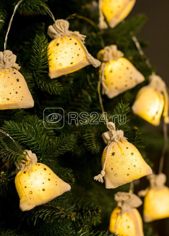 Гирлянда светодиодная "Подарки" 6х4х7см 10LED ткань тепл. бел. 1.8+0.3м КОСМОС KOC_GIR-B118