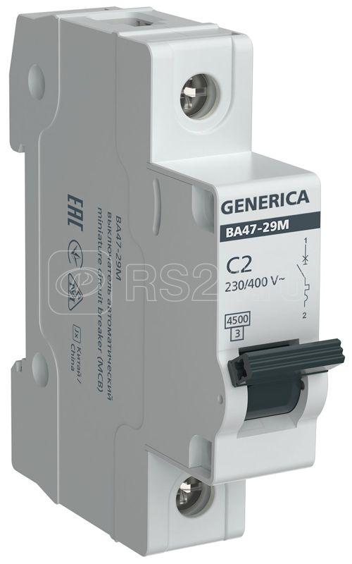 Выключатель автоматический модульный 1п C 2А 4.5кА ВА47-29М GENERICA MVA21-1-002-C-G