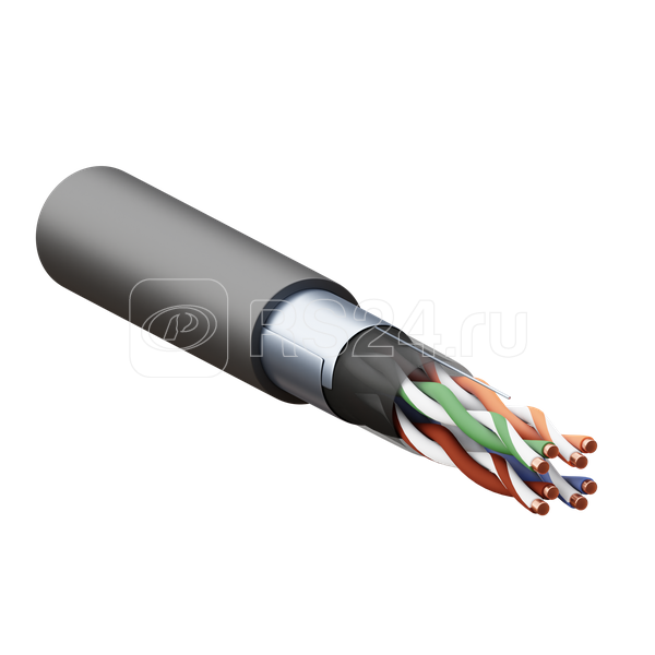 Кабель витая пара F/UTP кат.5E 4 пары 24 AWG solid внешн. LDPE черн. (м) TERACOM PRO EKF TRP-5EFTP-04PE-BK-OUT3