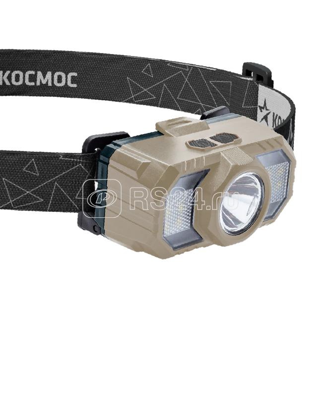 Фонарь аккумуляторный налобный 2Вт LED+2Вт SMD LED+красн. съемные Li-ion 2x18650 1200мА.ч=2400 мА.ч корпус ABS-пластик USB-шнур регулируемый эласт. ремешок КОСМОС KOC506Lit