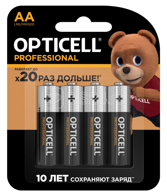 Элемент питания алкалиновый AA/LR6 (блист. 4шт) Professional Opticell 5052001/6052001