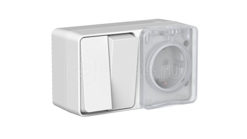 Блок ОП AtlasDesign PROFI IP54 (розетка 1-м 16А заземл. защ. шторки + 2-кл. выключатель 10А) сер. SE ATN543074