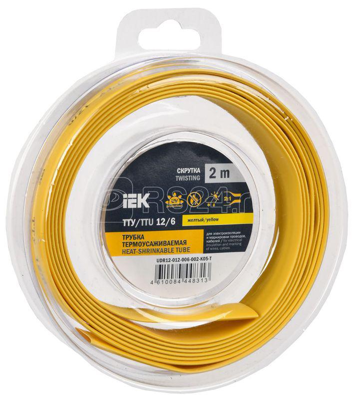 Трубка термоусадочная ТТУ нг-LS 12/6 желт. (уп.2м) IEK UDR12-012-006-002-K05-T