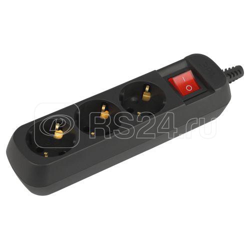 Колодка удлинителя 3-м с заземл. с выключателем черн. KX-3es-B Эра Б0061723