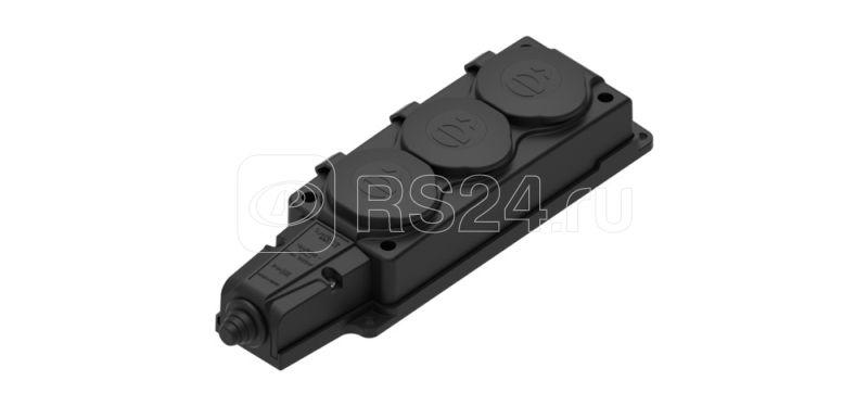 Колодка удлинителя 3-м MultiSet 16А 250В IP44 с заземл. каучук черн. SE MST4103BK