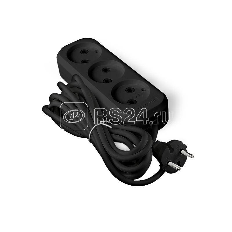 Удлинитель 3х3м без заземл. 6А IP20 У6-639М ПВС 2х0.75 черн. UNIVersal 2005