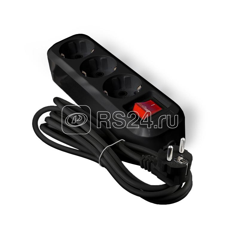 Удлинитель 3х3м с заземл. 16А IP20 S-303 ПВС 3х1 с выкл. черн. UNIVersal 2020