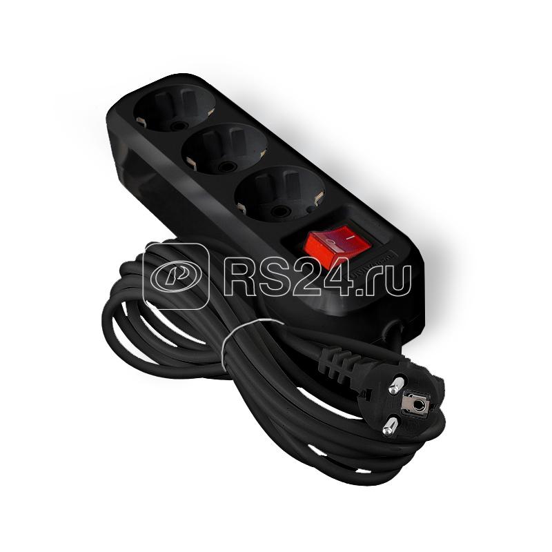 Удлинитель 3х5м с заземл. 16А IP20 S-303 ПВС 3х1 с выкл. черн. UNIVersal 2021