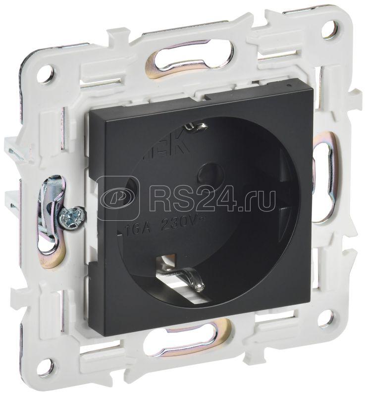 Розетка SKANDY 16А с заземл. защ. шторки SK-R04Bl черн. IEK SK-R14-16-K02