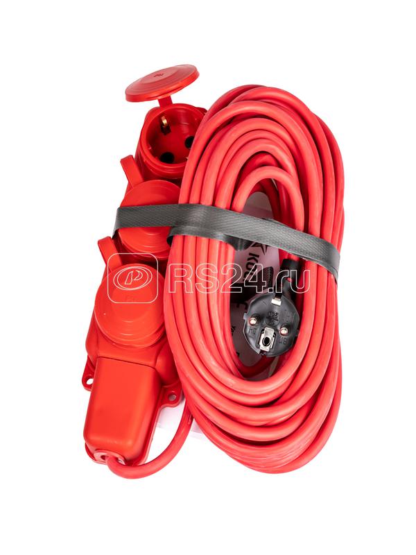 Удлинитель на каучуковой колодке 3х10м 16А IP44 250В 4кВт каучук КГ 3х2.5 красн. УХз16 Россия КОСМОС YKsm10m-3g(16A)KG-R