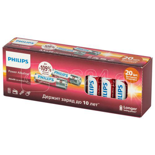 Элемент питания алкалиновый AAA/LR03 1.5В Power (блист.20шт) LR03P20BX/51 Philips Б0064654