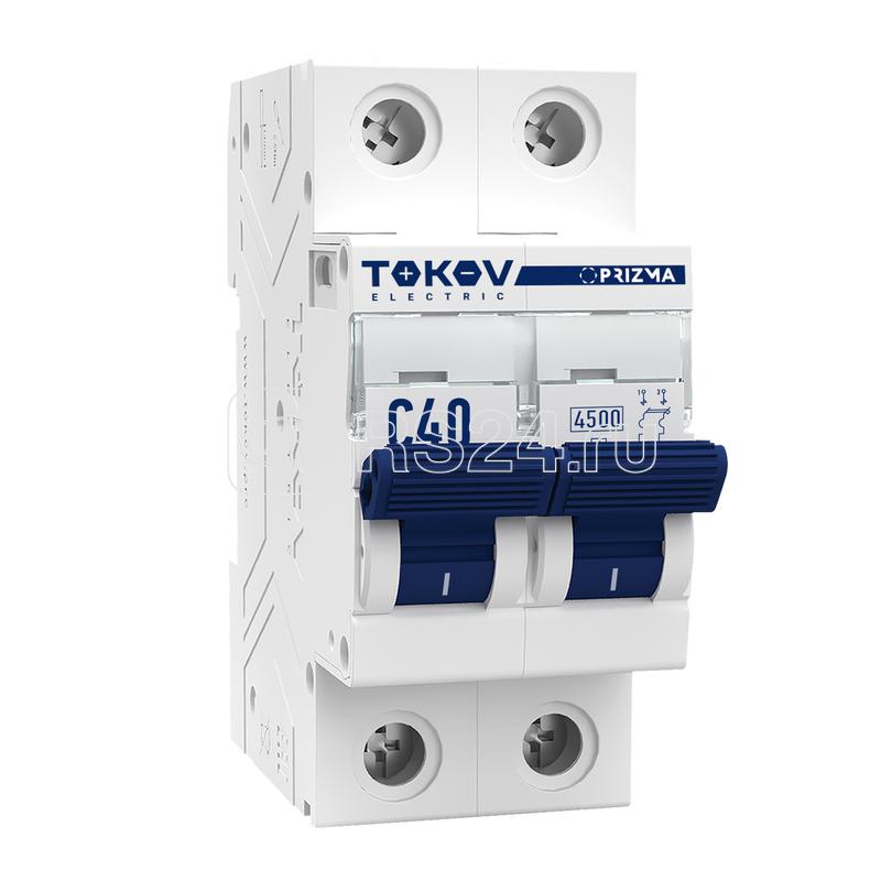 Выключатель автоматический модульный 2п C 40А 4.5кА PRIZMA TOKOV ELECTRIC TKE-PZ45-MCBI-2-40-C