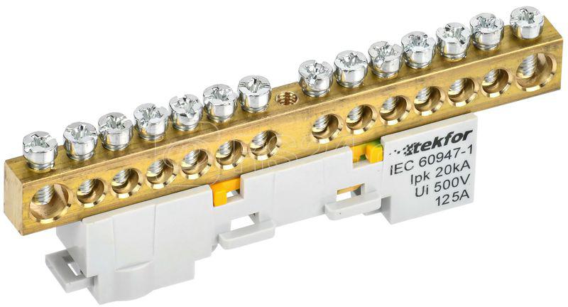 Шина PE "земля" неизол. на универс. держ. 8х12-14-Ж TEKFOR IEK TF-NN20-14-DL-K05