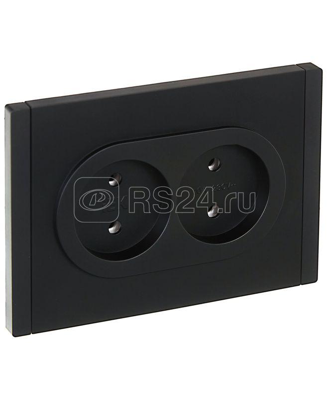 Розетка 2-м СП FORTE&PIANO FP126 10А без заземл. без защ. шторок безвинт. крепл. черн. IEK FP-R20-10-1-K02