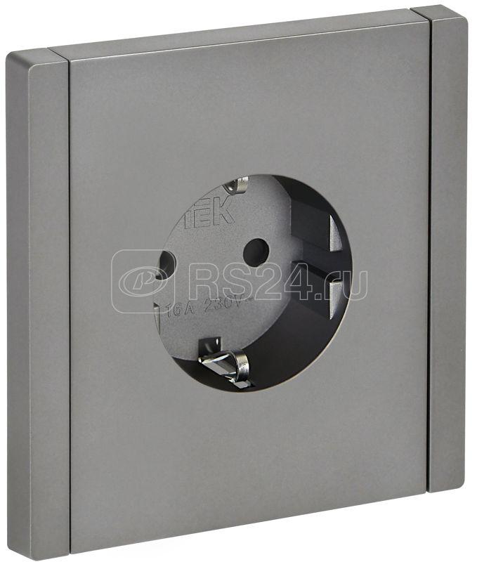 Розетка СП FORTE&PIANO FP515 16А с заземл. защ. шторки винт. крепл. сталь IEK FP-R14-16-K46