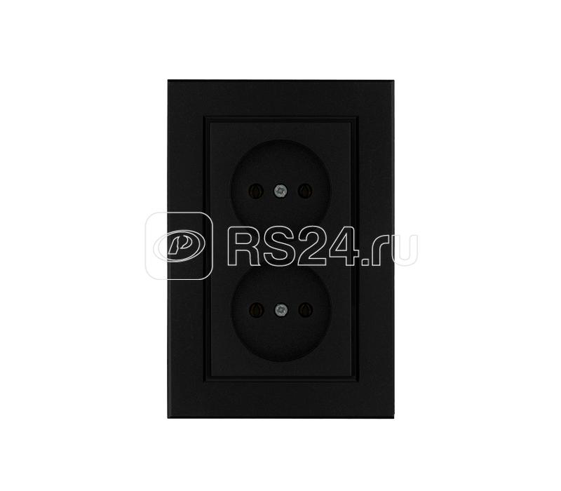 Розетка двойная без заземления Karea черн. Makel 56054017