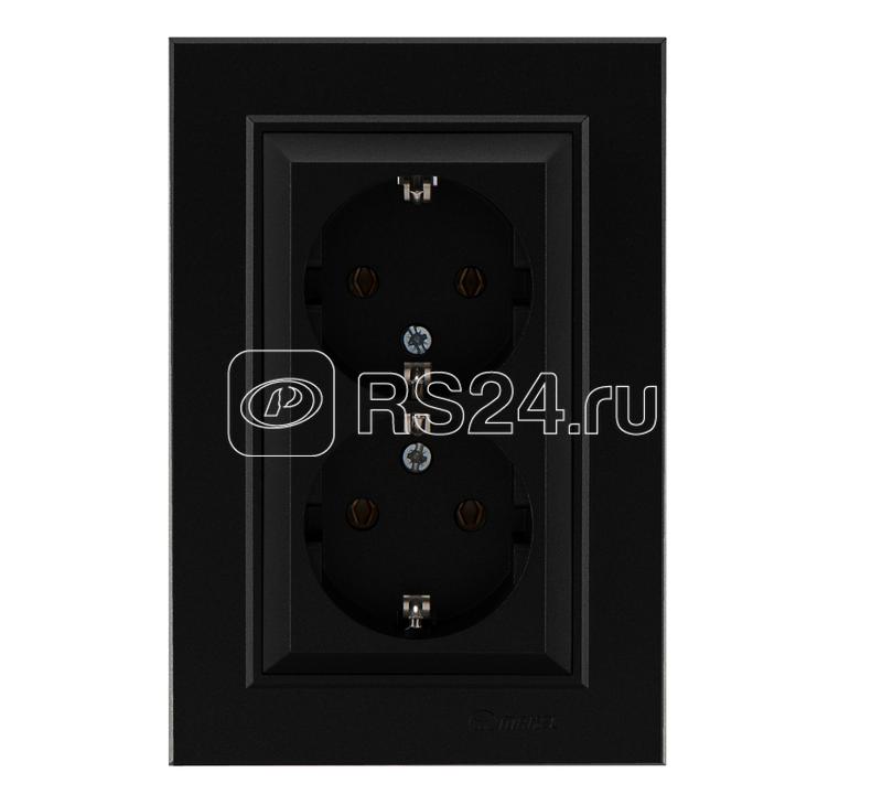 Розетка двойная с заземления Karea черн. Makel 56054082