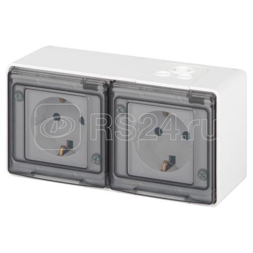 Розетка Эксперт 11-2503-01 2х2P+E гориз. IP55 16А-250В ОУ бел. Эра Б0063264