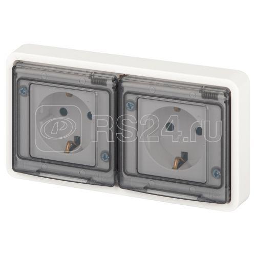 Розетка Эксперт 11-2523-01 2х2P+E гориз. IP55 16А-250В СУ бел. Эра Б0063276