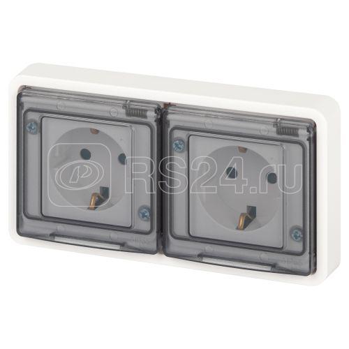 Розетка Эксперт 11-2524-01 2х2P+E гориз. IP55 шторки 16А-250В СУ бел. Эра Б0063254
