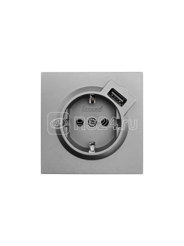 Розетка 1-м СП ZIMA IP20 + USB с заземл. механизм сер. матов. LEZARD 704-7488-181