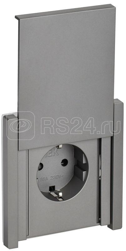 Розетка СП FORTE&PIANO16А IP44 FP519 с заземл. защ. шторки с крышкой безвинт. крепл. сталь IEK FP-R16-16-1-44-K46