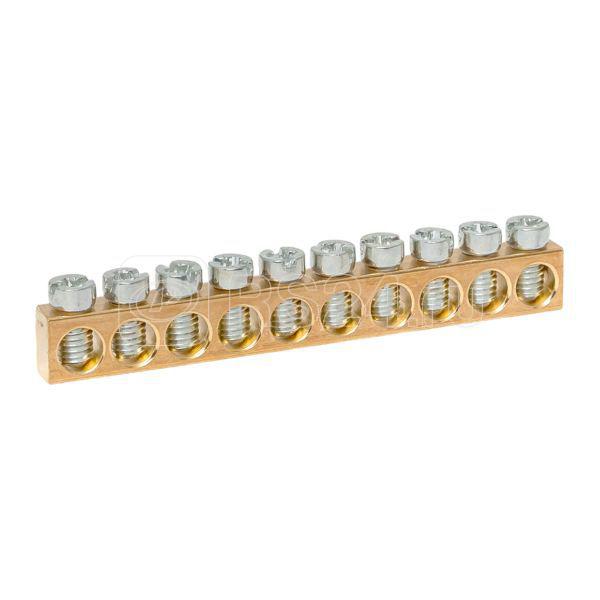 Шина PEN "ноль-земля" (6х9мм) 10 отв. для щитов Nova Unix Unix65 EKF nv-k10
