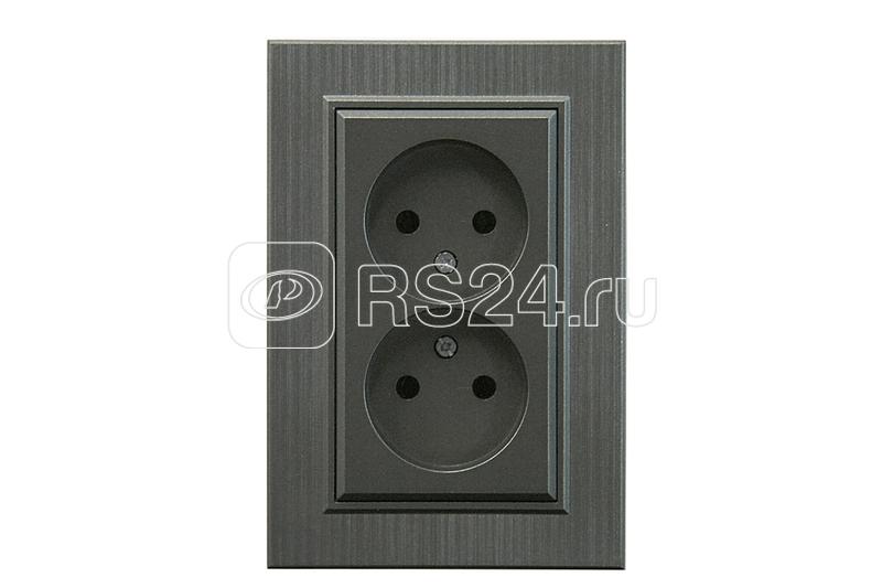 Розетка 2-я Karea LINE STAR без заземл. дым. металлик Makel 86050017