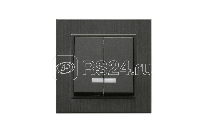 Выключатель 2-клав. с подсветкой Karea LINE STAR дым. металлик Makel 86050023
