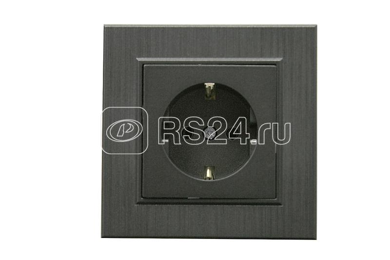 Розетка 1-м Karea LINE STAR с заземл. дым. металлик Makel 86050028