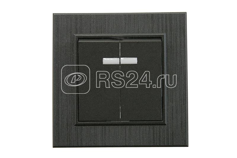 Выключатель 2-клав. с подсветкой Karea LINE STAR чер.Makel 86054023