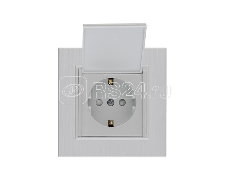 Розетка 1-м с крышкой Karea LINE STAR с заземл. жемчуж. Makel 86100029