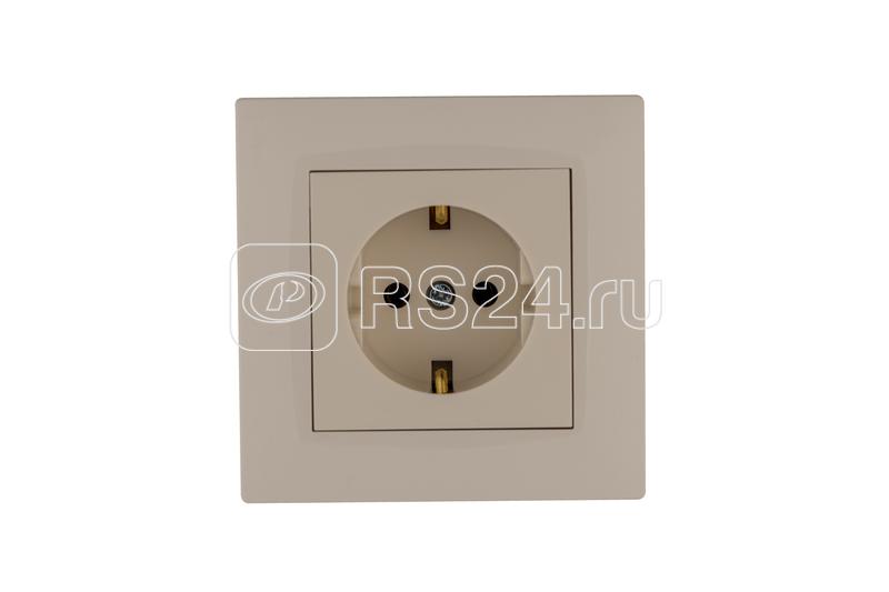 Розетка 1-м Karea RIZZ с заземл. керамика крем Makel 88010008