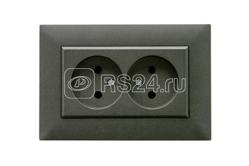Розетка 2-я Karea RIZZ STAR без заземл. дым. металлик Makel 88050017