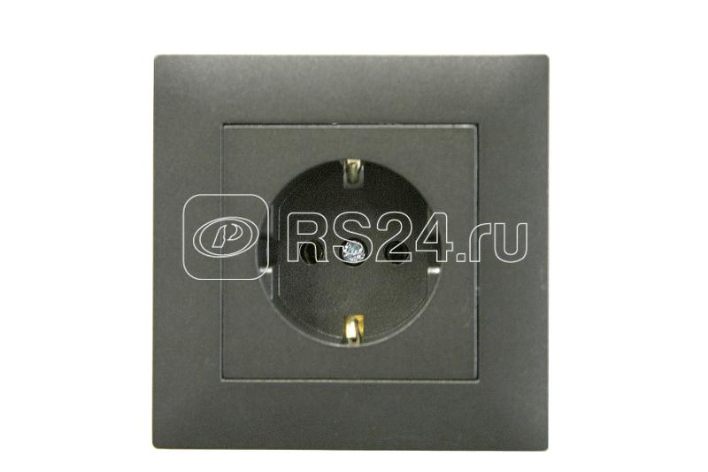 Розетка 1-м Karea RIZZ STAR с заземл. дым. металлик Makel 88050028
