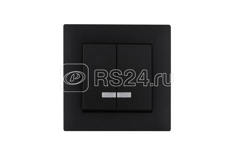 Выключатель 2-клав. с подсветкой Karea RIZZ STAR чер. Makel 88054023