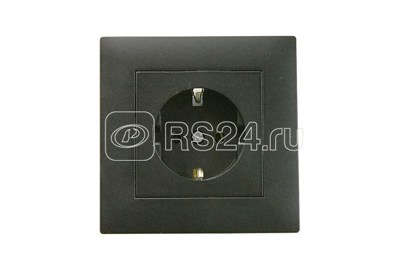 Розетка 1-м Karea RIZZ STAR с заземл. чер. Makel 88054028