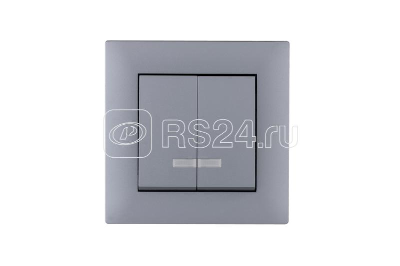 Выключатель 2-клав. с подсветкой Karea RIZZ STAR сер. Makel 88065023