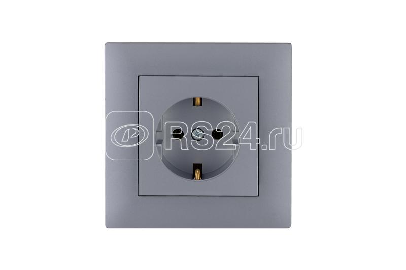 Розетка 1-м Karea RIZZ STAR с заземл. сер. Makel 88065028